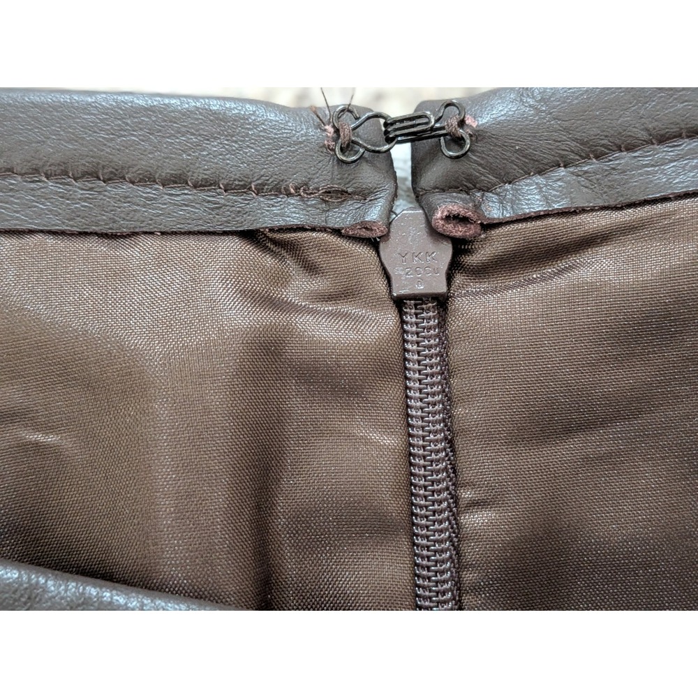 Vintage Pendleton Wool A-Line Skirt Brown Leather Trim Made in USA Size 10 - Picture 10 of 10